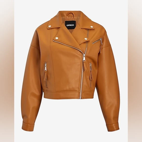 Express Women's Camel Leather Jacket - Picture 1 of 4